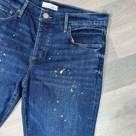 Loft Made and Loved Paint Splatter Boyfriend Jeans Blue 8 Button Fly - Picture 5 of 16